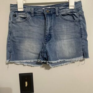 KanCan Blue Jean Shorts with Frayed Hem